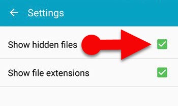 Enable Show Hidden Files in Samsung File Manager