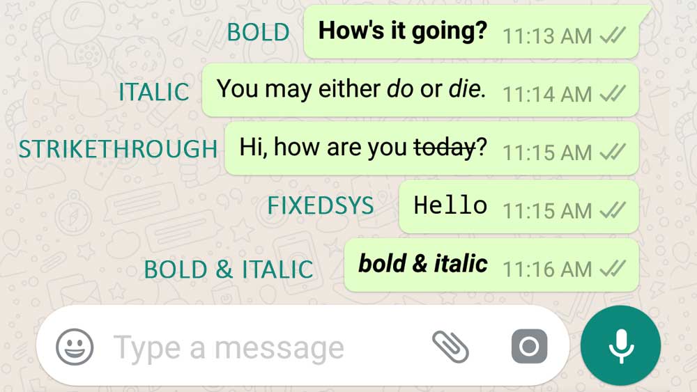 WhatsApp Font Style: (Bold, Italic, Strikethrough ...