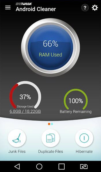 Systweak Android Cleaner User Interface