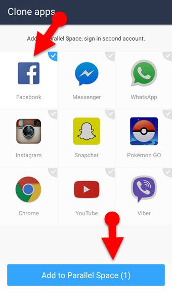 Two Facebook Accounts on Android using Parallel Space app
