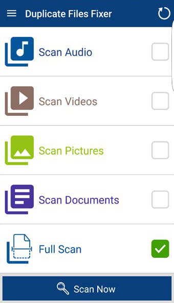 duplicate files fixer Scan Type