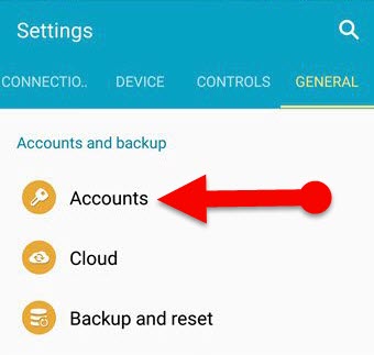 Accounts settings on Android