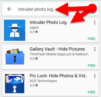Android Intruder Photo Log app
