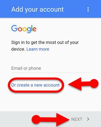 Create a new Google account on Mobile