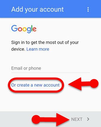 Create a new Google account on Mobile