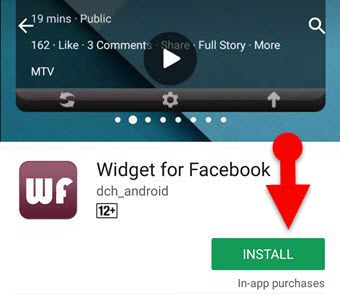 Download facebook feed widget for Android