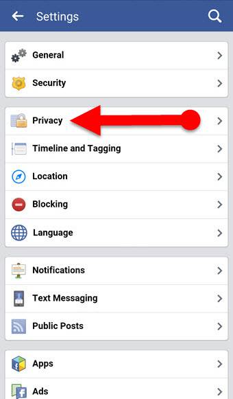 Facebook Settings on Mobile 2017