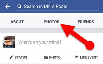 Facebook photos tab on mobile