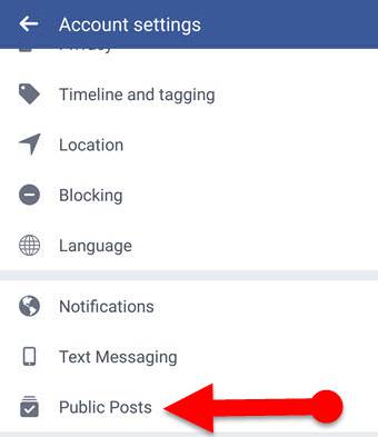 Public post settings on the Facebook app