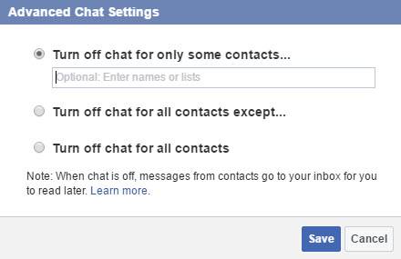 Turn off chat on Facebook Computer