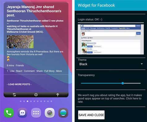 facebook widget android