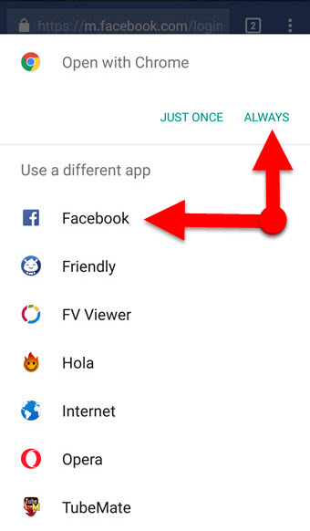 open facebook app from website