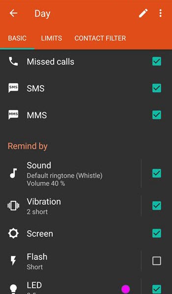 Android Missed call and text message reminder