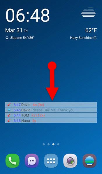 android missed call notification widget