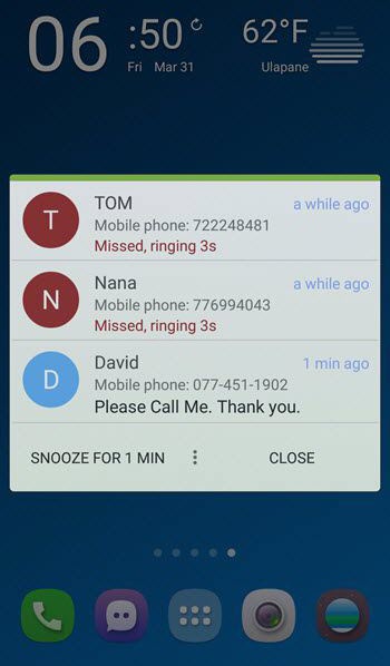 missed call reminder app for Android