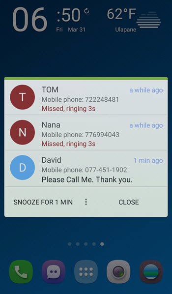 missed call reminder app for Android
