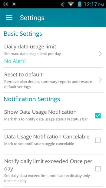 Check Data Usage Settings
