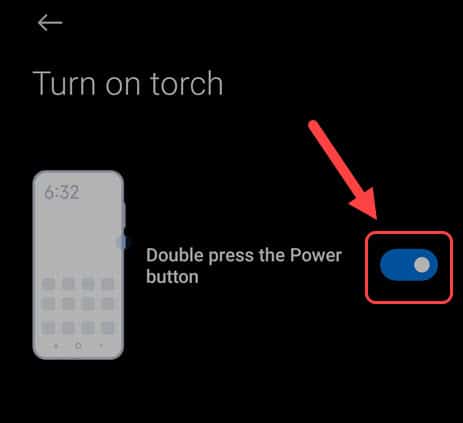 Gestures to enable the Flashlight