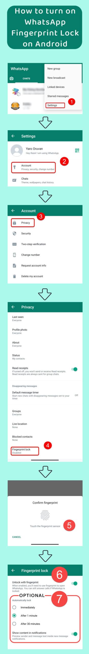 How to turn on WhatsApp Fingerprint Lock on Android