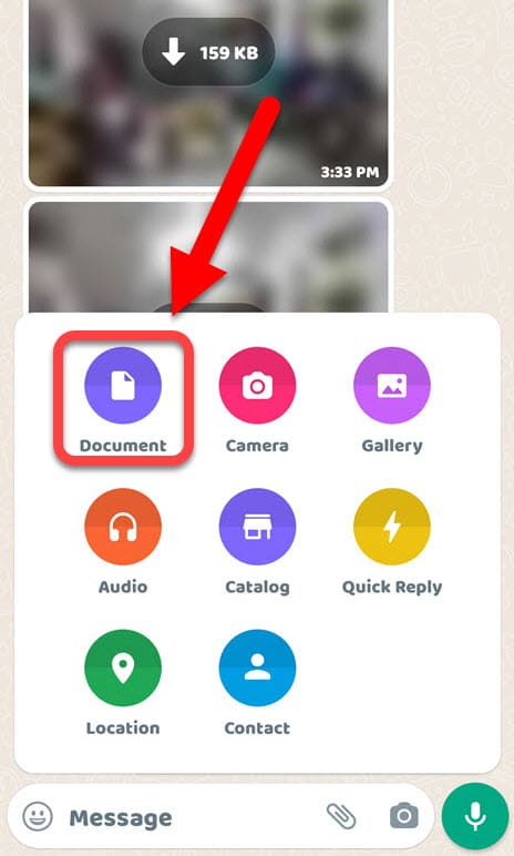 attach a document on WhatsApp