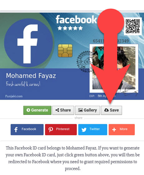 fake facebook id card