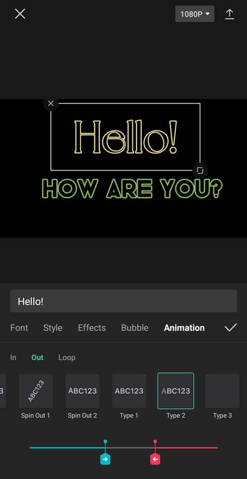 The CapCut App Typing Text Animation GIF video maker