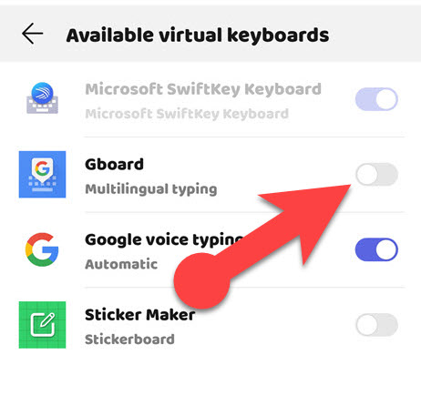 Enable the Google Keyboard app on Android