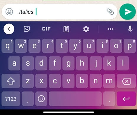 WhatsApp Italics