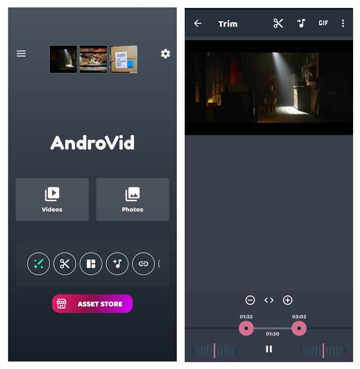 AndroVid free Video Cutter app for Android