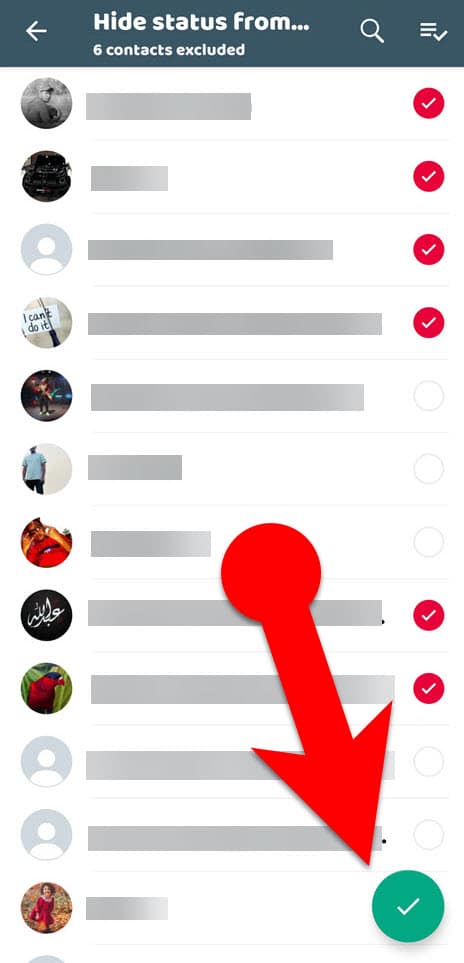Hide WhatsApp status from some contacts