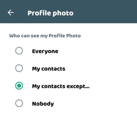 Hide profile picture on whatsapp from some contacts