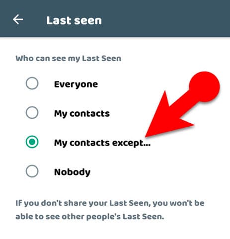hide last seen on whatsapp for one person