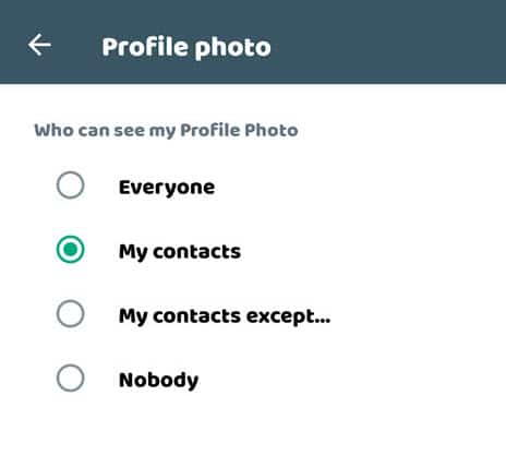 hide my profile picture on WhatsApp from some unknown contacts