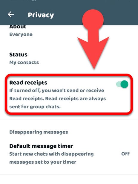 turning off read receipts whatsapp