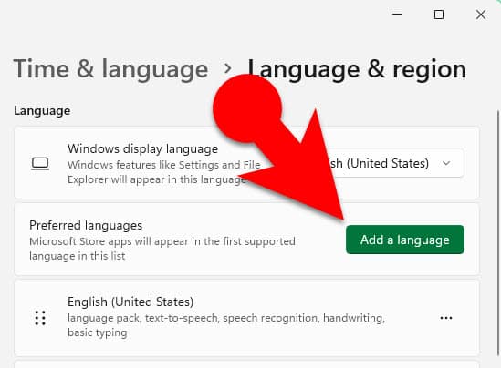 Add a language in Windows 11