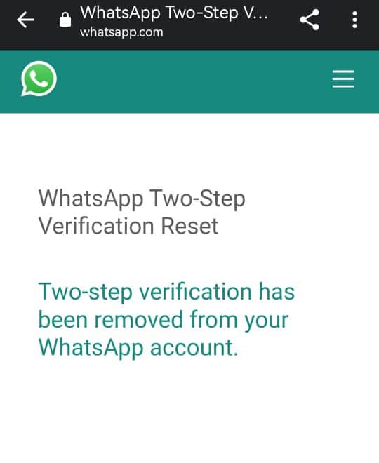 Remove WhatsApp 2 step verification