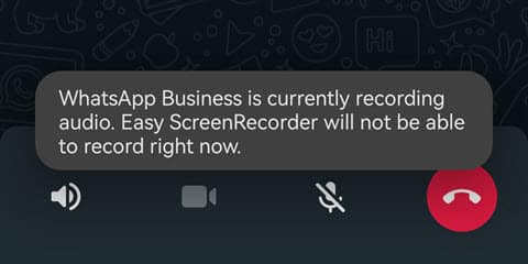 WhatsApp Video Call Recording Error