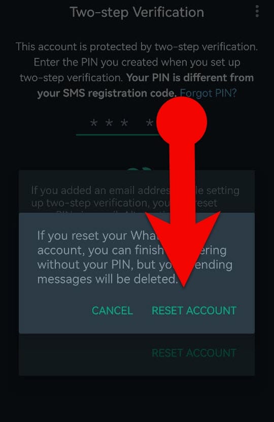 reset two step verification WhatsApp without PIN and email