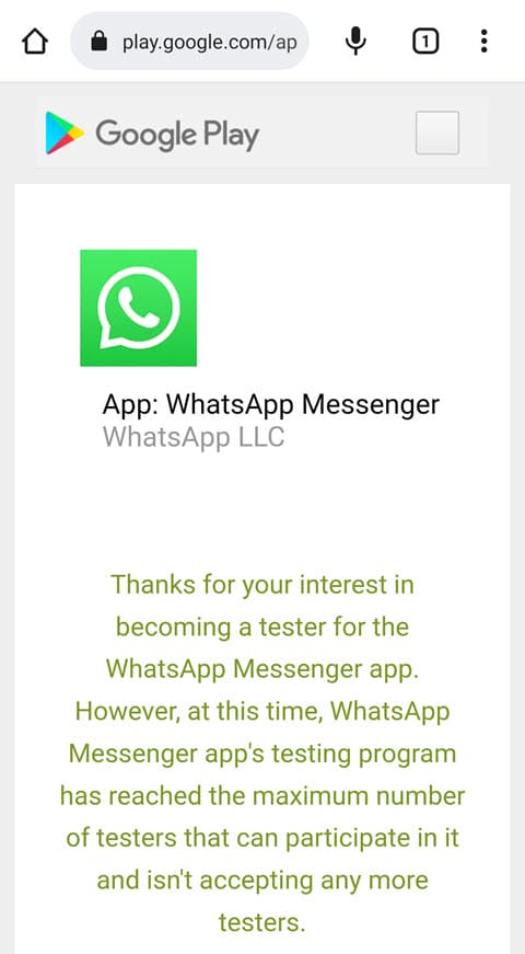 WhatsApp beta program is full