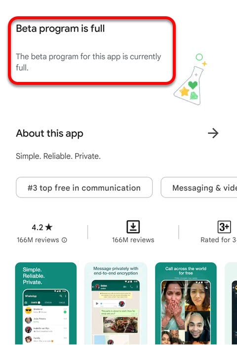 why WhatsApp beta program is full