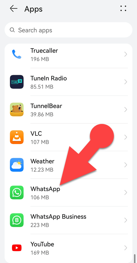 Apps in installed app list