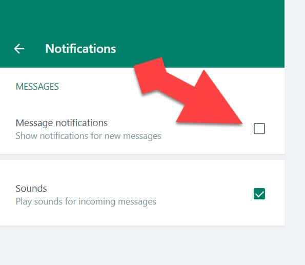 Disable WhatsApp notifications in browser