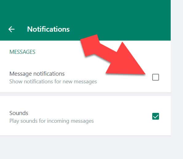 Disable WhatsApp notifications in browser