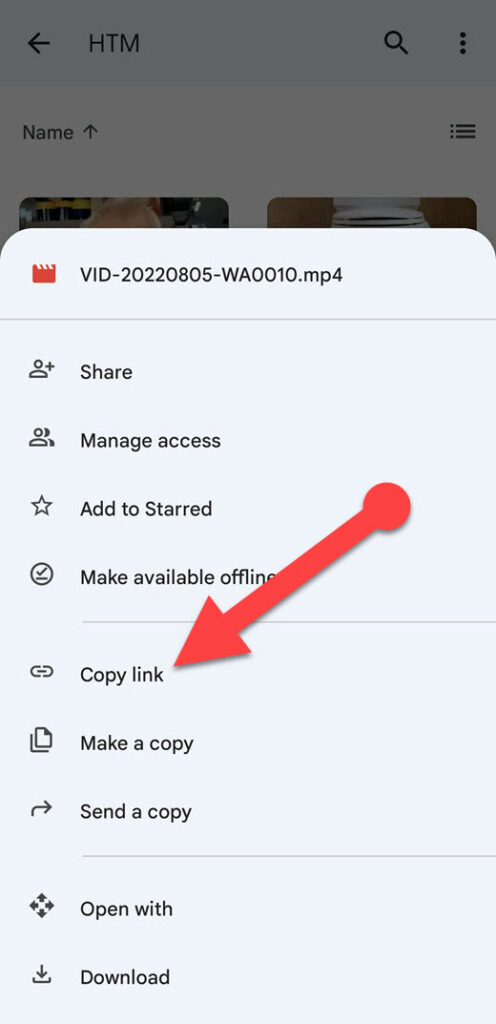 Get link of a Google Drive file on Android