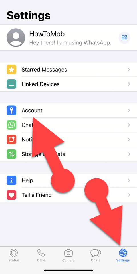 WhatsApp Account Settings On iPhone