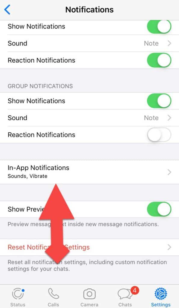 WhatsApp In-app Notifications iPhone