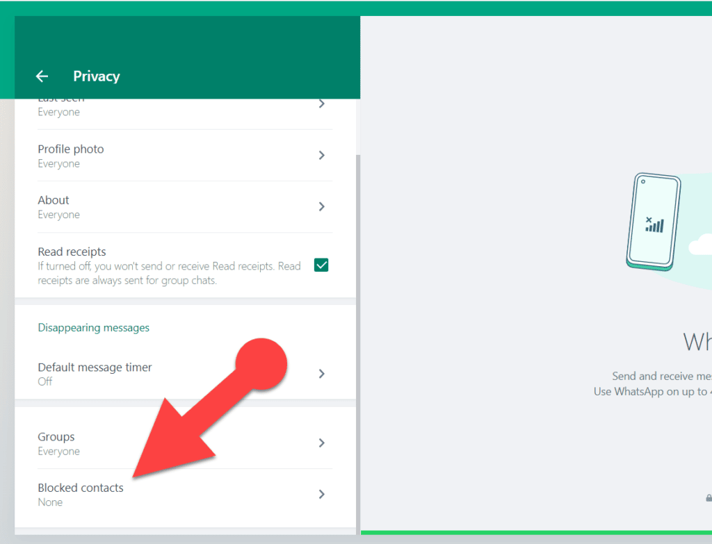 WhatsApp Web Blocked Contacts