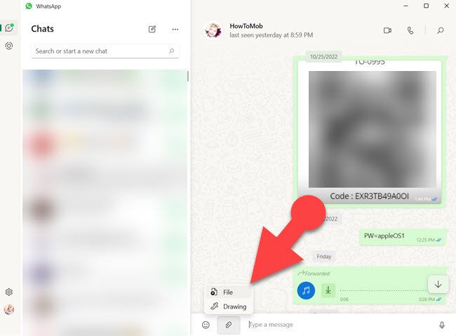 Attach a media on WhatsApp desktop app