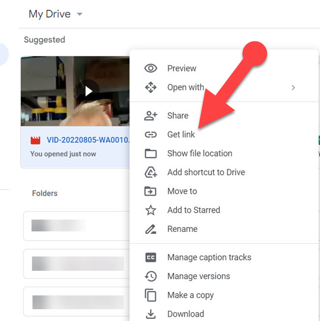 Get link video google drive
