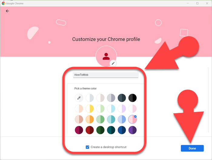 Chrome Browser Profile Creation Window